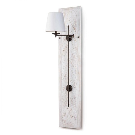 Regina Andrew Herringbone Wood Panel Swing Arm Sconce (White) 15-1004WT
